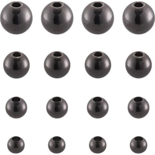 50pcs/box Brass Spacer Metal Round Beads for DIY Bracelet Jewelry Making Gunmetal 3mm 4mm 5mm 6mm