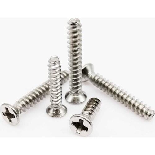 50pcs M1.4 M1.7 M2 M2.6 M3 Micro Small 304 Stainless Steel Cross Phillips Countersunk Head Flat End Top Self-tapping Wood Screw