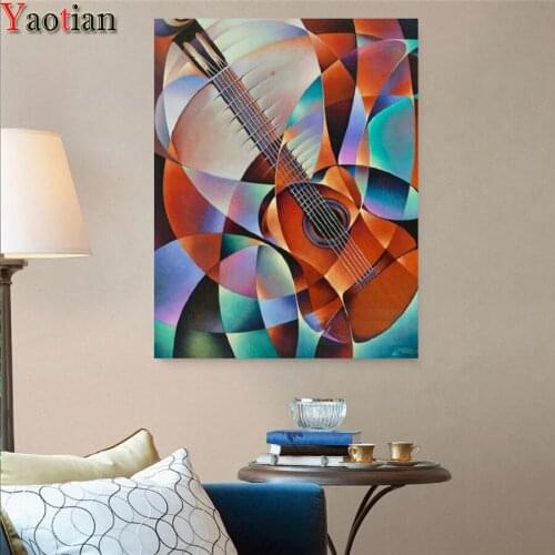 5D Diy Diamond Painting Abstract Colored Guitar art diamond mosaic Full Rhinestones Cross Stitch Diamond Embroidery Home Decor