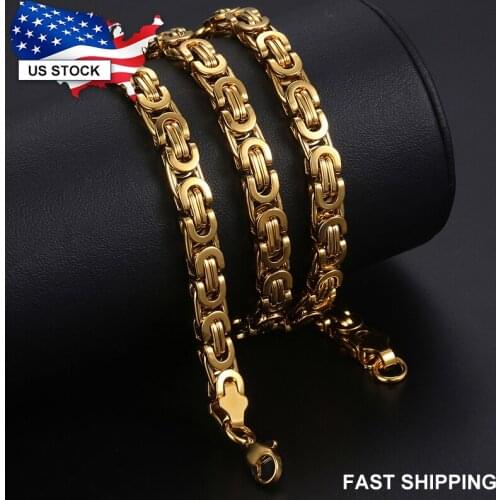 7mm Mens Necklaces Dropshipping Wholesale Fashion Jewelry Stainless Steel Byzantine Chain Necklace for Men Gift Jewelry LKN189