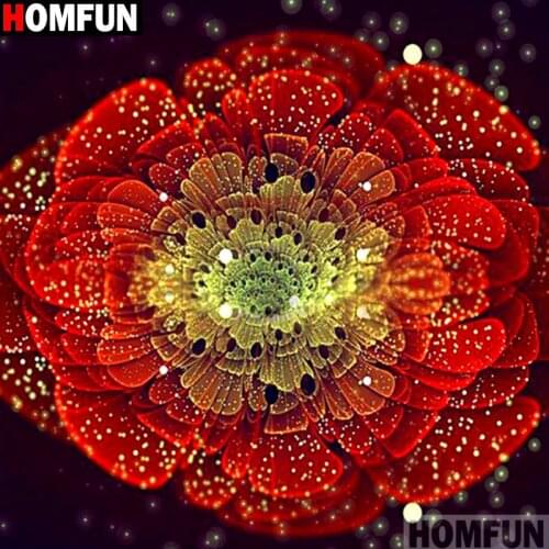 HOMFUN Full Square/Round Drill 5D DIY Diamond Painting "Red flower" 3D Embroidery Cross Stitch 5D Home Decor A13853