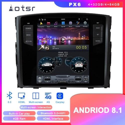 Tesla Style Android 8.1 GPS Navigation DVD Player For Mitsubishi Pajero 2006-2018 Car Auto Radio Stereo Multimedia Unit Player