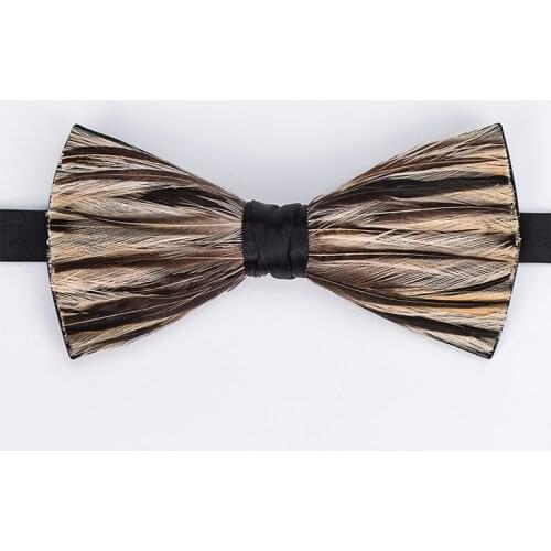 Free Shipping New Male fashion mens Mocha sky handmade feather collar high-end handmade wedding groom groomsmen banquet bow tie