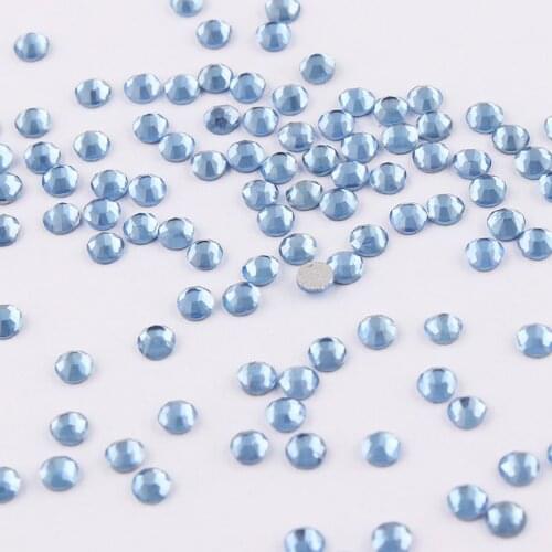 SS3-SS34 Light Blue Shiny 3D Nail Art Rhinestone Non Hotfix Flatback Glue On Rhinestones For DIY Nail Art