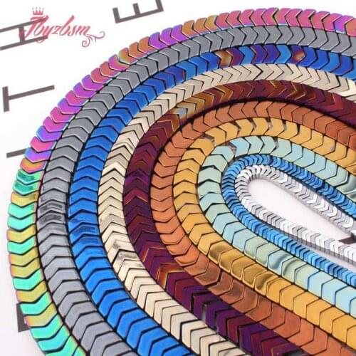 1x3,3x6,2x6,3x8mm V Shape Beads Colorful Hematite Stone Spacer Beads for DIY Men Women Necklace Bracelet Jewelry Making 15"