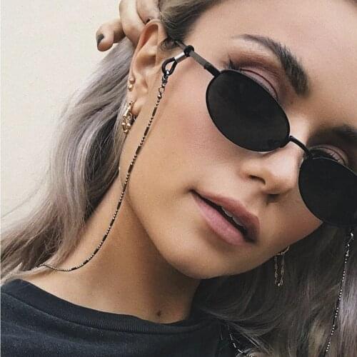 Sunglass Chain Black Beads Eyewear Sunglasses Chain Lanyard Fashion Metal Reading Eyeglasses Chains Holder Strap Mask Lanyard