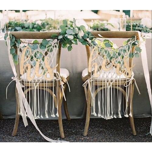 Wood Letters His & Hers Wedding Chair Sign Photo Props for Rustic Wedding Decoration Engagement Anniversary Party Supplies