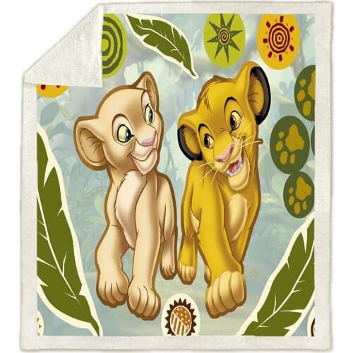 Disney Cartoon Lion King Simba Blanket Anime Movies Character 3D Print Sherpa Fleece Thows on Bed Couch Home Textiles Kids Boys