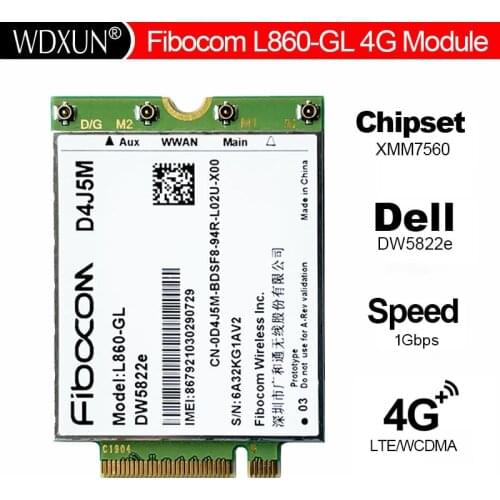 DW5822e L860-GL D4J5M 4G LTE Module 1Gbps Cat16 M.2 For dell Inspiron 7490 Laptop notebook