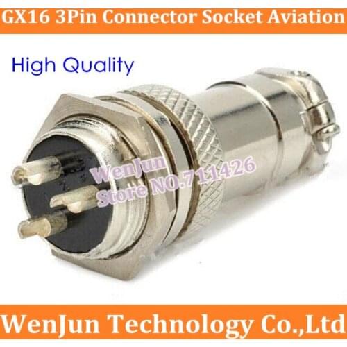 Hot Sale GX16 GX 16 3 Pin 3p Connectors Socket Aviation Plug 16mm Male & Female 100PCS/LOT Free Shipping