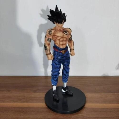 Classic Anime Dragon Ball Saiyan Son Goku Black Hair Tattoo Doll Boxed Model Toy Doll Decoration Childrens Gifts Collectibles