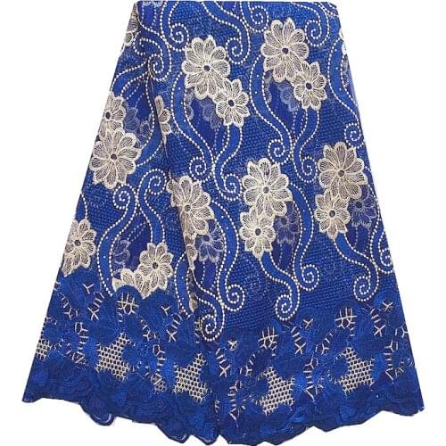 Royal Blue African Tulle Lace Fabric High Quality Lace Fabric French with Stones 2020 Mesh Embroidery Nigerian Wedding Cord Lace