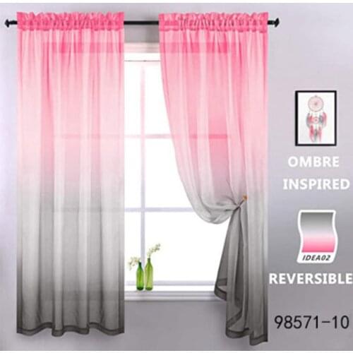 Red And Black Gradient Grommet Tulle Curtain,Printing Gradient Sheer Curtain For Kid Room