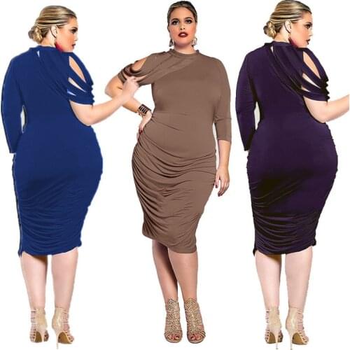 L-5XL Plus Size Dress Elegant women clothing summer 2021 casual fashion Irregular folds club sexy dresses Wholesale Dropshipping