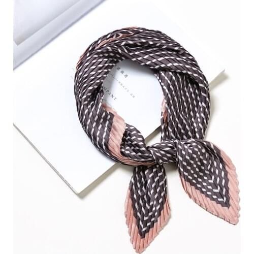 Multi stripe fashionable women printing kerchief neckwear pleated square scarf bag tie 2018 new Foulard Bandana LL180243