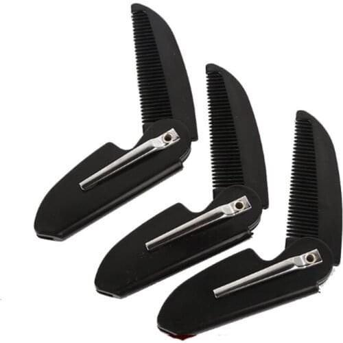 Mens pocket folding comb beard styling comb plastic folding knife type oil hair comb folding Comb Barber