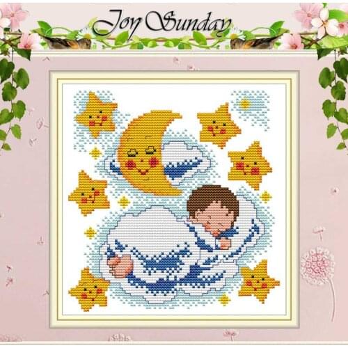 Good Night Baby Painting Counted 11CT 14CT Cross Stitch Sets DIY Chinese Cross-stitch Kits Embroidery Needlework home deco