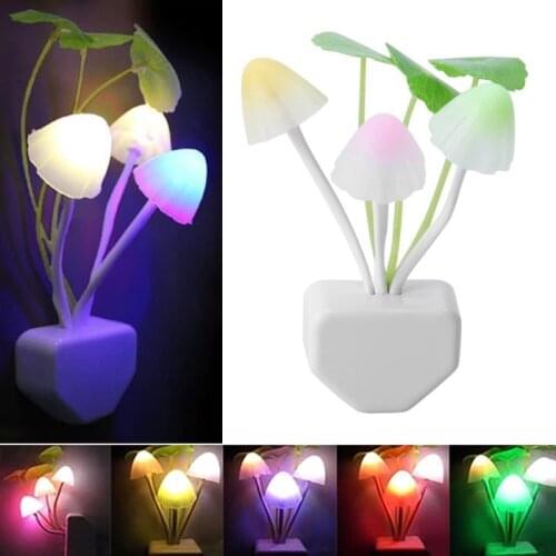 Mushroom Night Light Plug In Lamp Led Night Lights RGB With Dusk To Dawn Sensor Bedroom Lamp For Kids Baby NightLight