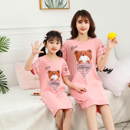 2021 New Girls Cotton Nightdress Children Pajamas Little Girls Dress Kids Baby Parent-child Outfit Big Girls Unicorn Nightgowns