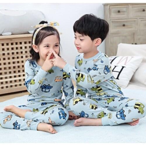New Kids Pajamas Boys Girls Cotton Sleepwear Toddler Cartoon Car Pijamas Sets Baby Clothes Nightwear Pyjamas Suits