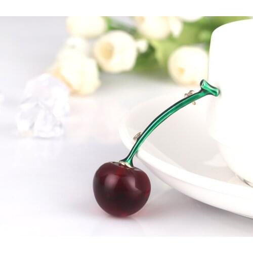 New Cherry Brooches For Women 3-color Red Enamel Cherry Fruits Weddings Casual Party Brooch Pins Gifts