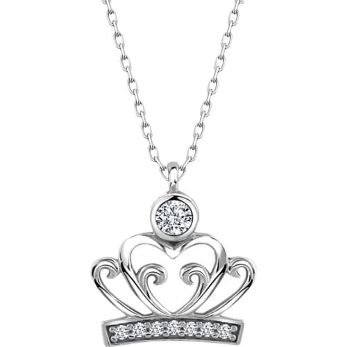Certified with Swarovski crystal Queen Crown 925 Silver Necklace