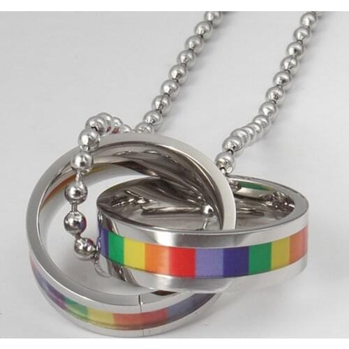 Rainbow Necklace High Quality Stainless Steel Pendant Necklace For Men Women Hip Hop LGBT Lesbian Gay Pride Punk Jewelry 2021