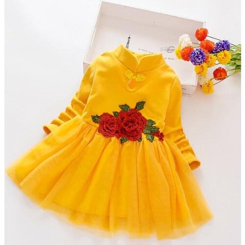 Girls' dress childrens long sleeve Chinese style dress