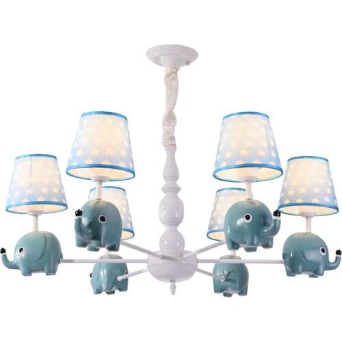 Kids bedroom decor chandeliers lustre suspension modern ceiling light blue elephant dream girl boy led lights for room luces led