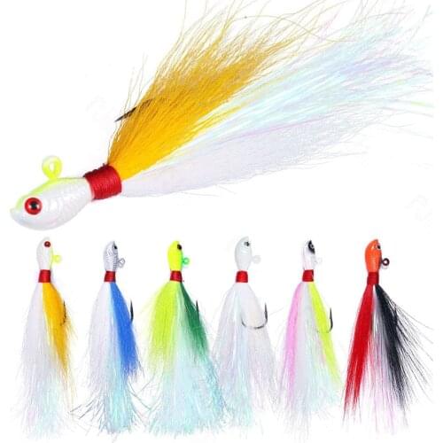 1PCS 7g 10g 14g 21g 28g Fishing Lure Metal Swim jig Hook Bait lead hook Deer Hair Feather Hook beard pesca jigging lure Fishing