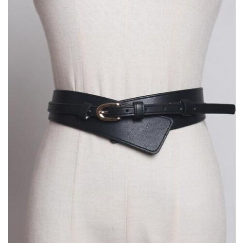 NEW Wide Cowskin Belts For Woman Small Gold Pin Buckle Waist Strap All Match Genuine Leather Waistbands Dress Skirt Coat Girl