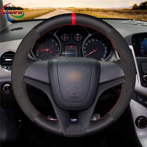 DIY Non-slip Black Suede Leather Car Steering Wheel Cover For Chevrolet Cruze Aveo Orlando 2008-2018 Car Interior Accessories