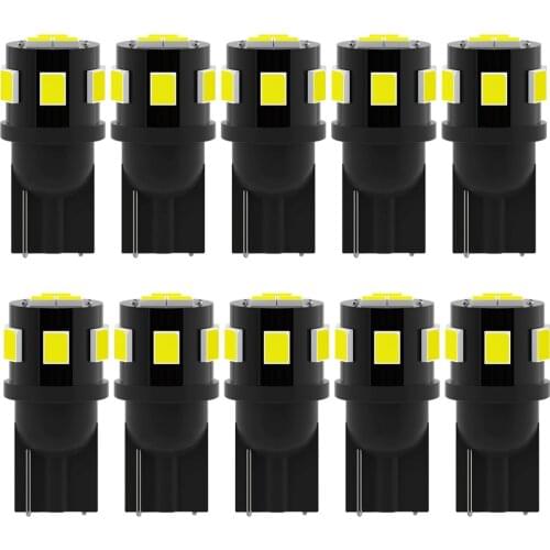 10Pcs T10 Led Canbus W5W Led Bulbs 168 194 6000K White Signal Lamp Dome Reading License Plate Light Car Interior Lights Auto 12V
