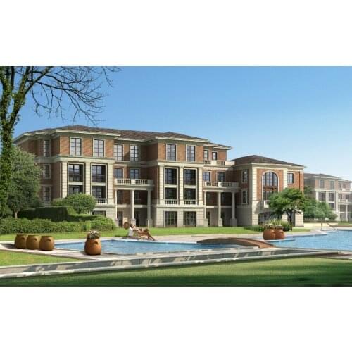 Living room bedroom home wall decoration fabric poster beautiful house villa swimming pool clean green plants deck chair