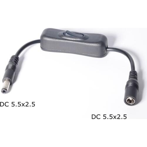 Inline Switch On Off with Female Male Power Cable 5.5x2.5mm DC Connector Jack Wire Switch 5V 12V 24V for CCTV LED Strip Light