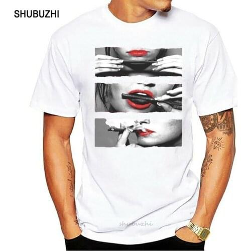 Funny Men t shirt Women novelty tshirt Blunt Roll Red Lips Weed Smoker Shirts T-Shirt