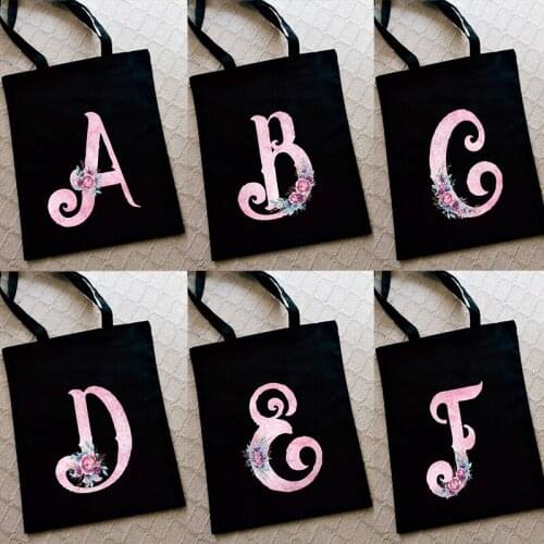 Women Bag Fashion Canvas Letter Flower Print Shoulder Bag Casual Harajuku Canvas Pouch Female Shopping Tote Eco Reusable Handbag