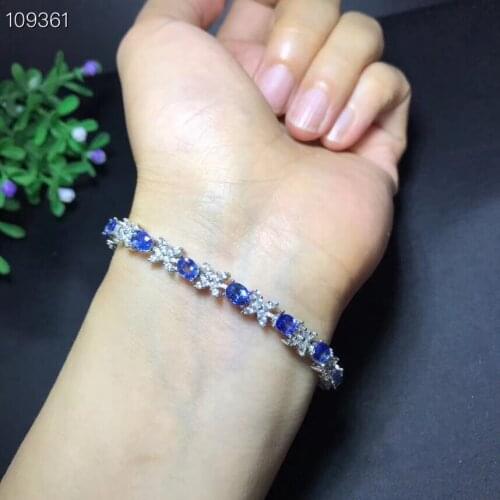 Fascinating natural blue sapphire gemstone bracelet for women jewelry real 925 silver natural gem luck birthstone pary gift