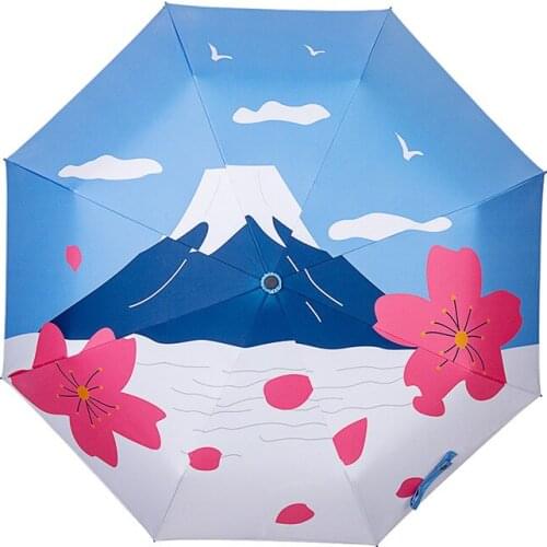 Three Folding Automatic Umbrella Black Glue Umbrella High Quality UV Protection Sun Umbrella Windproof Durable Rain Umbrella