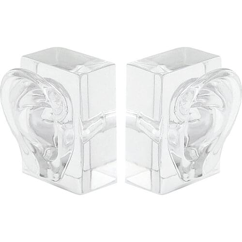 1pair Clear Acrylic Ear Model Demo Ear Mold for Hearing Aid Display and Ear Impression Taking Practising