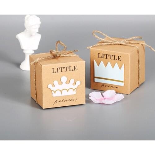 10Pcs Wedding Favors and Gifts Supplies Paper Candy Box Prince&Princess Baby Shower Gift Box Kids Birthday Party Decorations