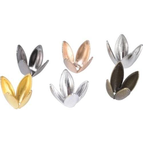 100Pcs/Lot 4 Leaves Flower 8mm Bead Caps Earrings Bracelet Findings Loose Spacer Apart End Caps For Jewelry Making Supplies