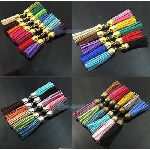 20 pcs /Lot Grind leather 40mm 55mm tassel pendants Plastic Head Faux Suede Cord Lace Accessories