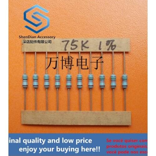 20pcs only orginal new can fever resistance copper pin 1% 1/4W 0.25W 75K