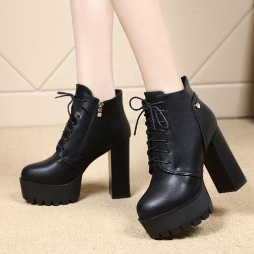 2020Stylish Leather Short Boots Women High Heel Winter Sexy Ankle Boot Lady Wedding Party Club Shoes Crystal Buckle Strap 35-40