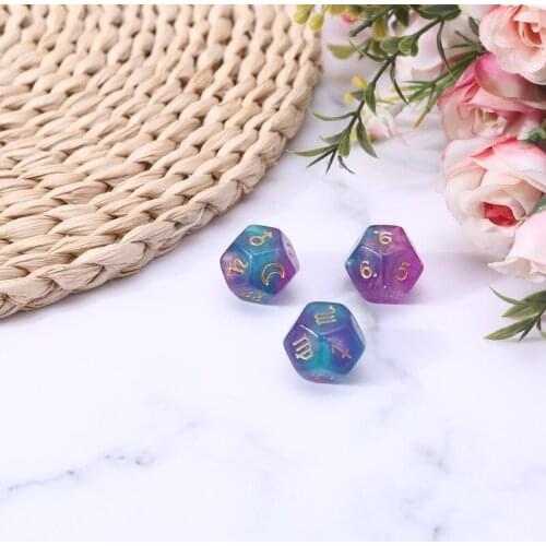 3Pcs/Set Dice 12-Sided Astrology Zodiac Signs Dice For Constellation Divination Toys Entertainment Board Game Dice E56D