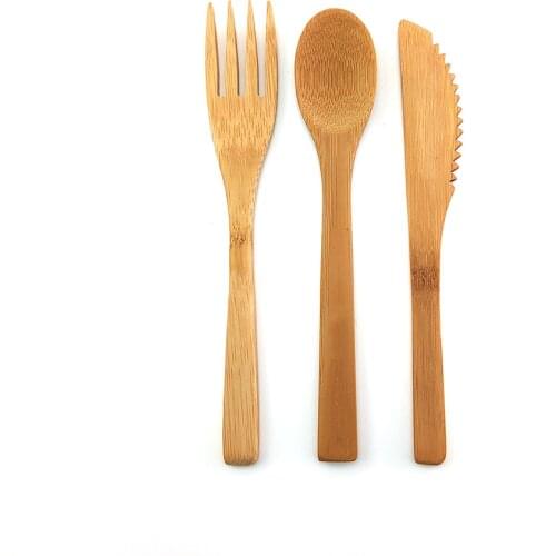 3Pcs/set Bamboo Cutlery Set Wooden Dinnerware High-quality Flatware Set Dinner Knife Fork Spoon Tableware Set kitchen tools
