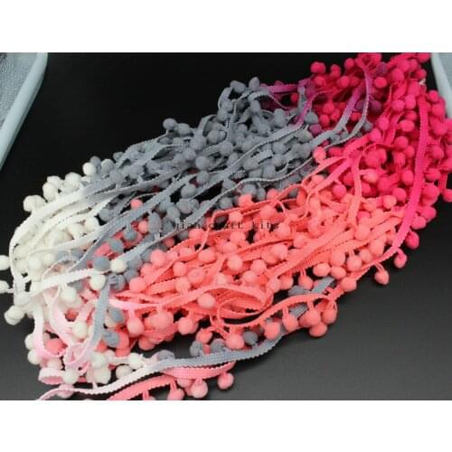 60 yards of Multicolored Pom pom Trim neon color changing fringe, Rainbow fashion garment accessories