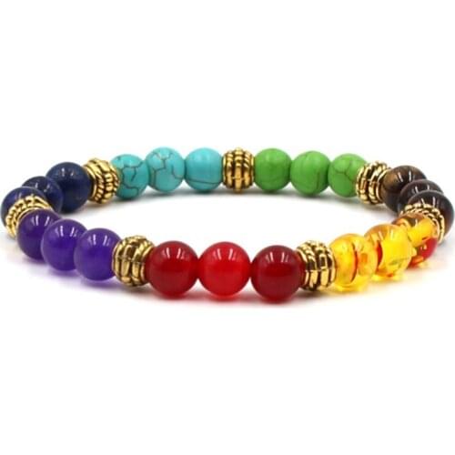 8mm jf34 mulitcolor rainbow elastic Lava Natural Stone Beads agate Onyx Bracelet Buddha turquoise lapis lazuli Jewelry
