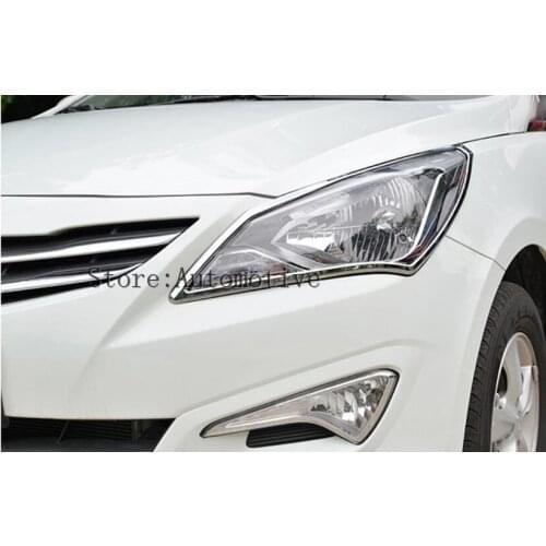 ABS Chrome front headlight Lamp Cover For 2014 2015 2016 4dr for Hyundai VERNA/Solaris